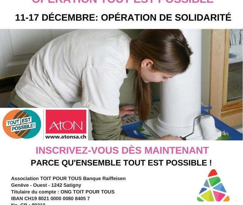 TOIT POUR TOUS sélectionnée à la grande opération solidaire RTS “Tout est Possible”!