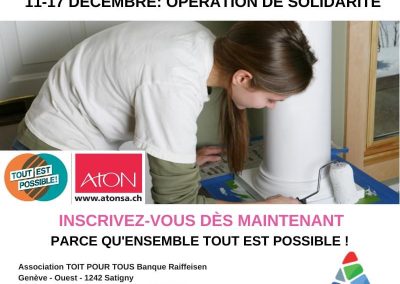 TOIT POUR TOUS sélectionnée à la grande opération solidaire RTS “Tout est Possible”!